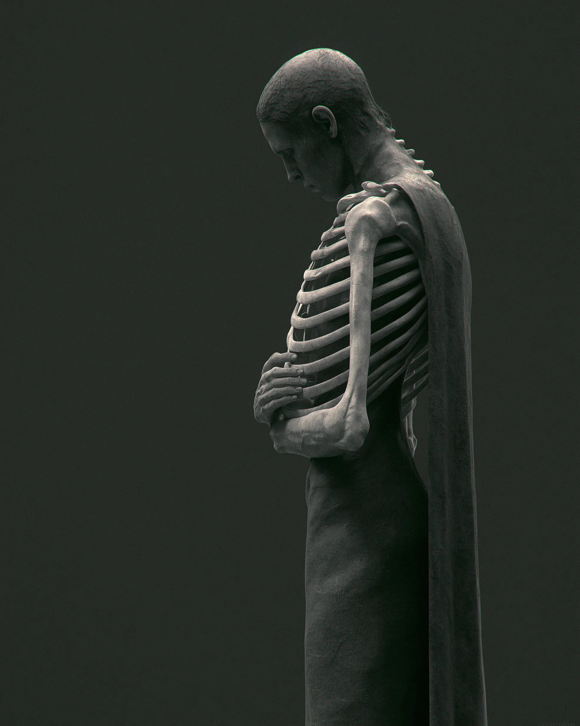 HOLLOW design — a body opened to a dark cavity, the word HOLLOW behind it. JAUNE 1/1, sold out.